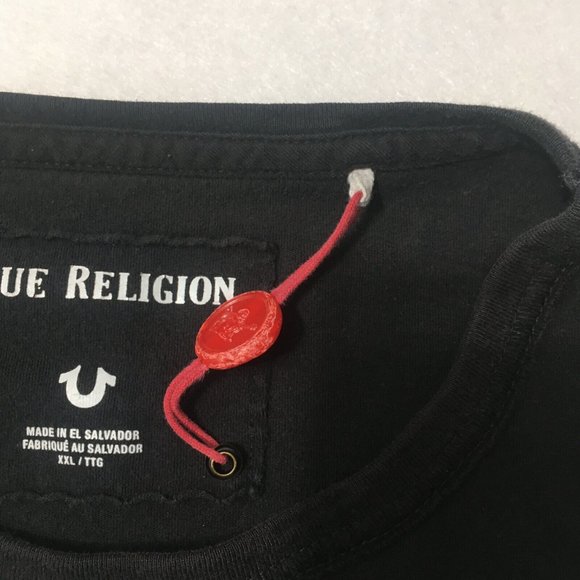 #HH True Religion MENS FIRE PANTHER Tee T-Shirt Size XXL 2XL Black Athletic Fit - Picture 3 of 9